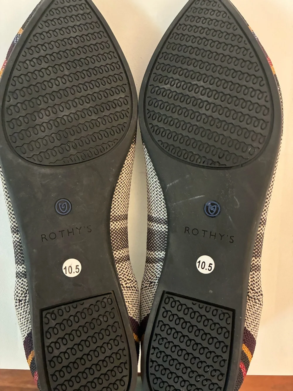 Rothy's The Point Inverse Stripe Multicolor Pointed Knit Flats Size 10.5 Boho